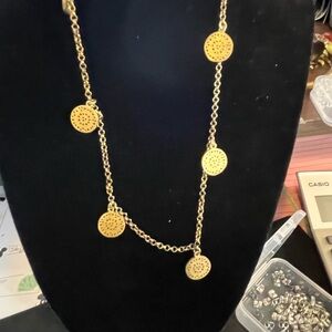 Signed by Korea 1967 coin necklace gold tone